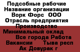 Подсобные рабочие › Название организации ­ Ворк Форс, ООО › Отрасль предприятия ­ Производство › Минимальный оклад ­ 35 000 - Все города Работа » Вакансии   . Тыва респ.,Ак-Довурак г.